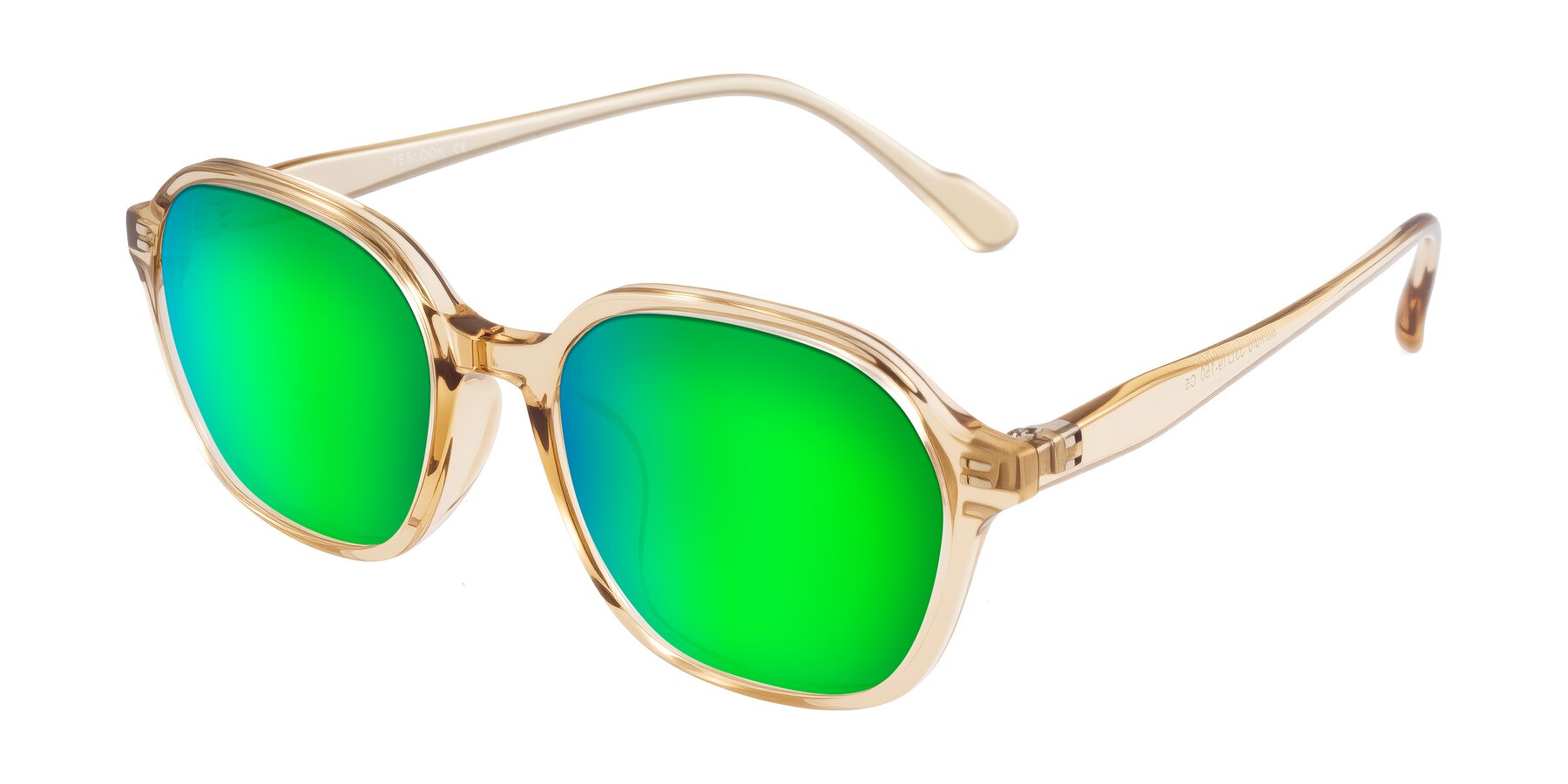 Angle of Banford in Champagne with Green Mirrored Lenses