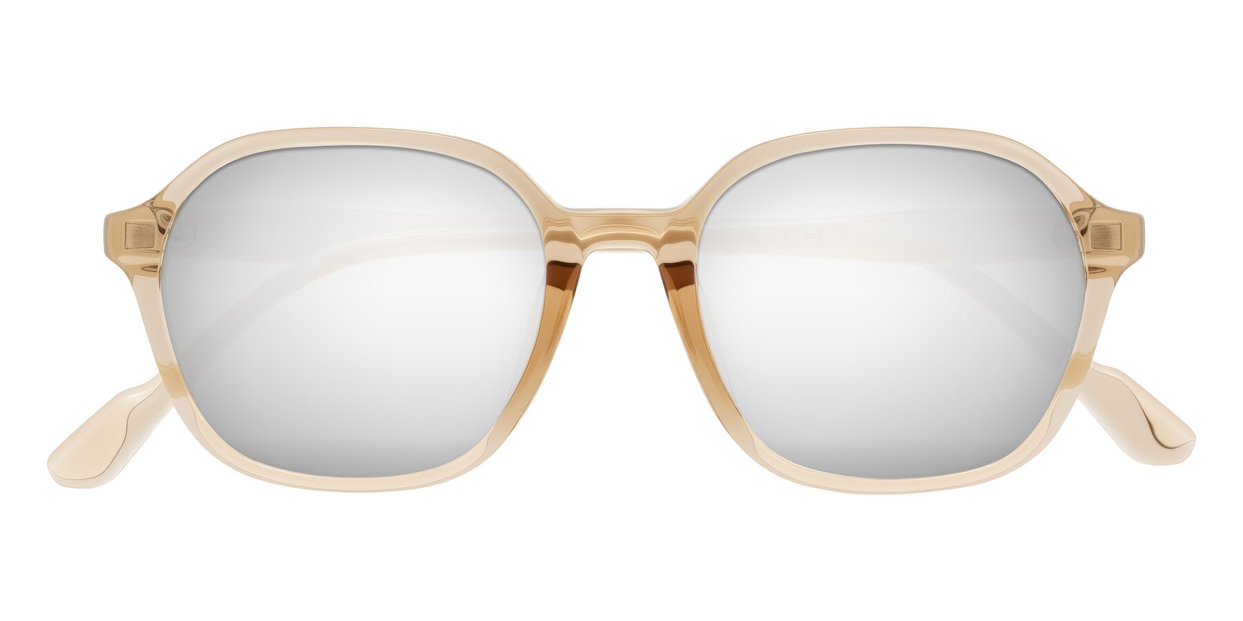 Folded Front of Banford in Champagne with Silver Mirrored Lenses