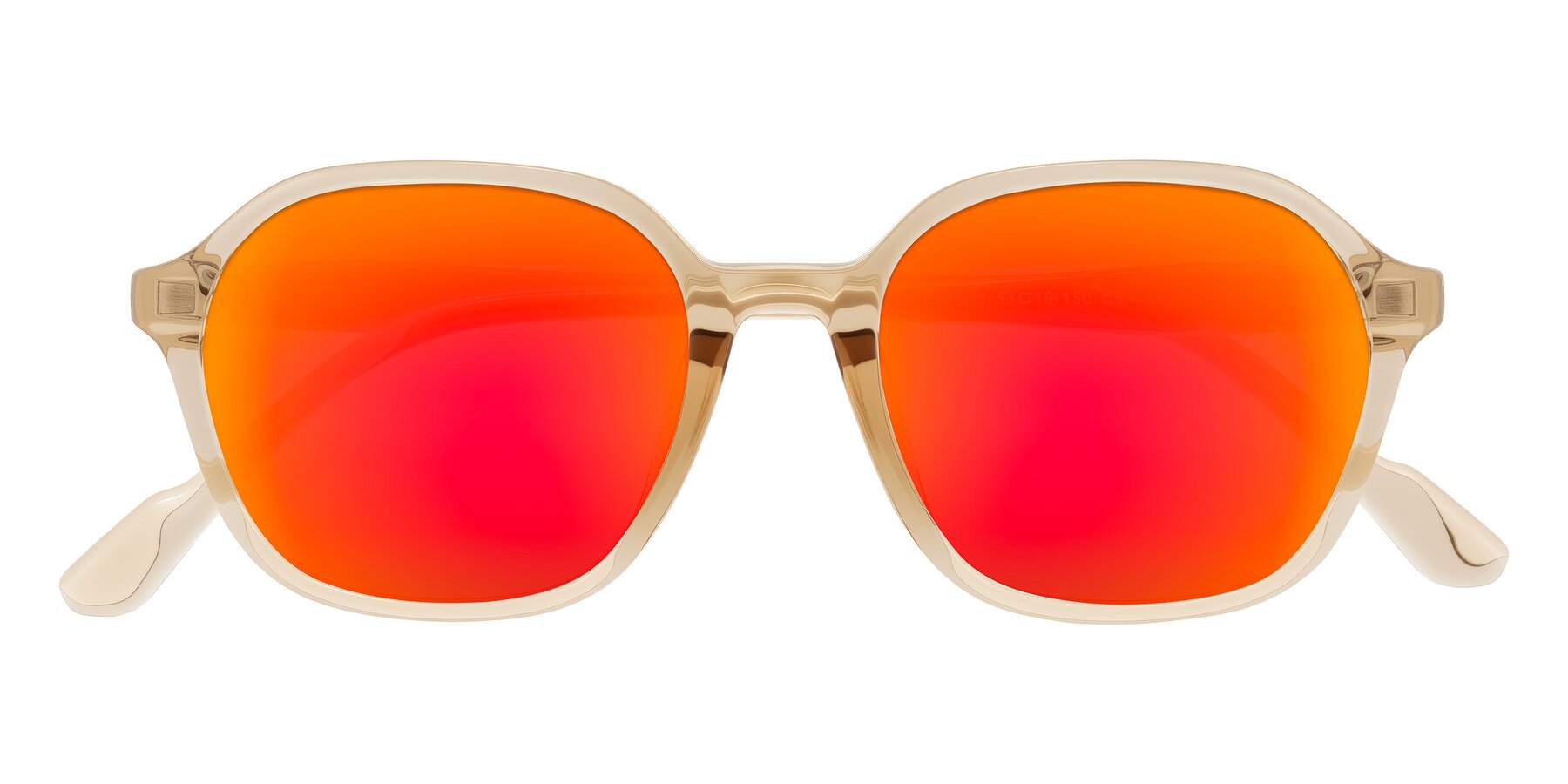 Folded Front of Banford in Champagne with Red Gold Mirrored Lenses