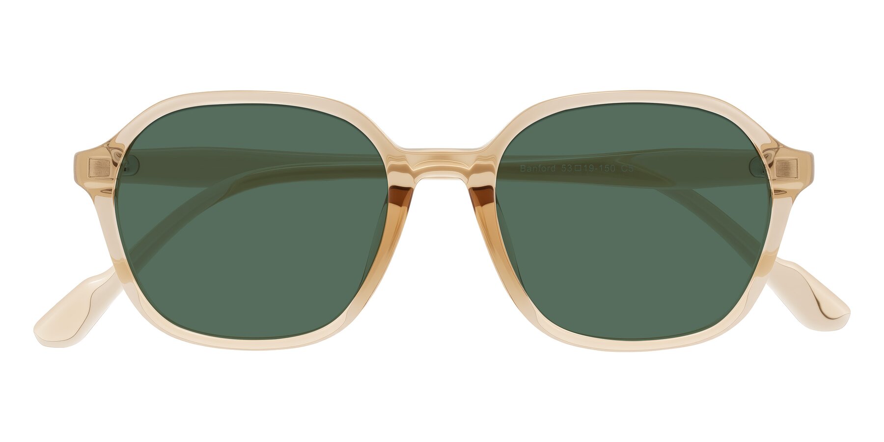 Folded Front of Banford in Champagne with Green Polarized Lenses