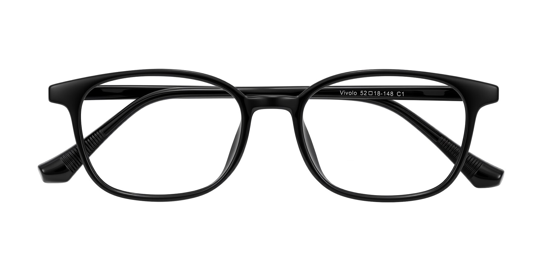 Folded Front of Vivolo in Black with Clear Eyeglass Lenses