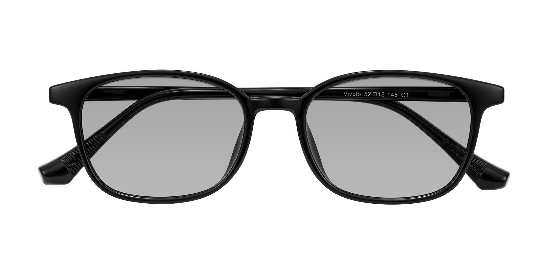 Folded Front of Vivolo in Black with Light Gray Tinted Lenses