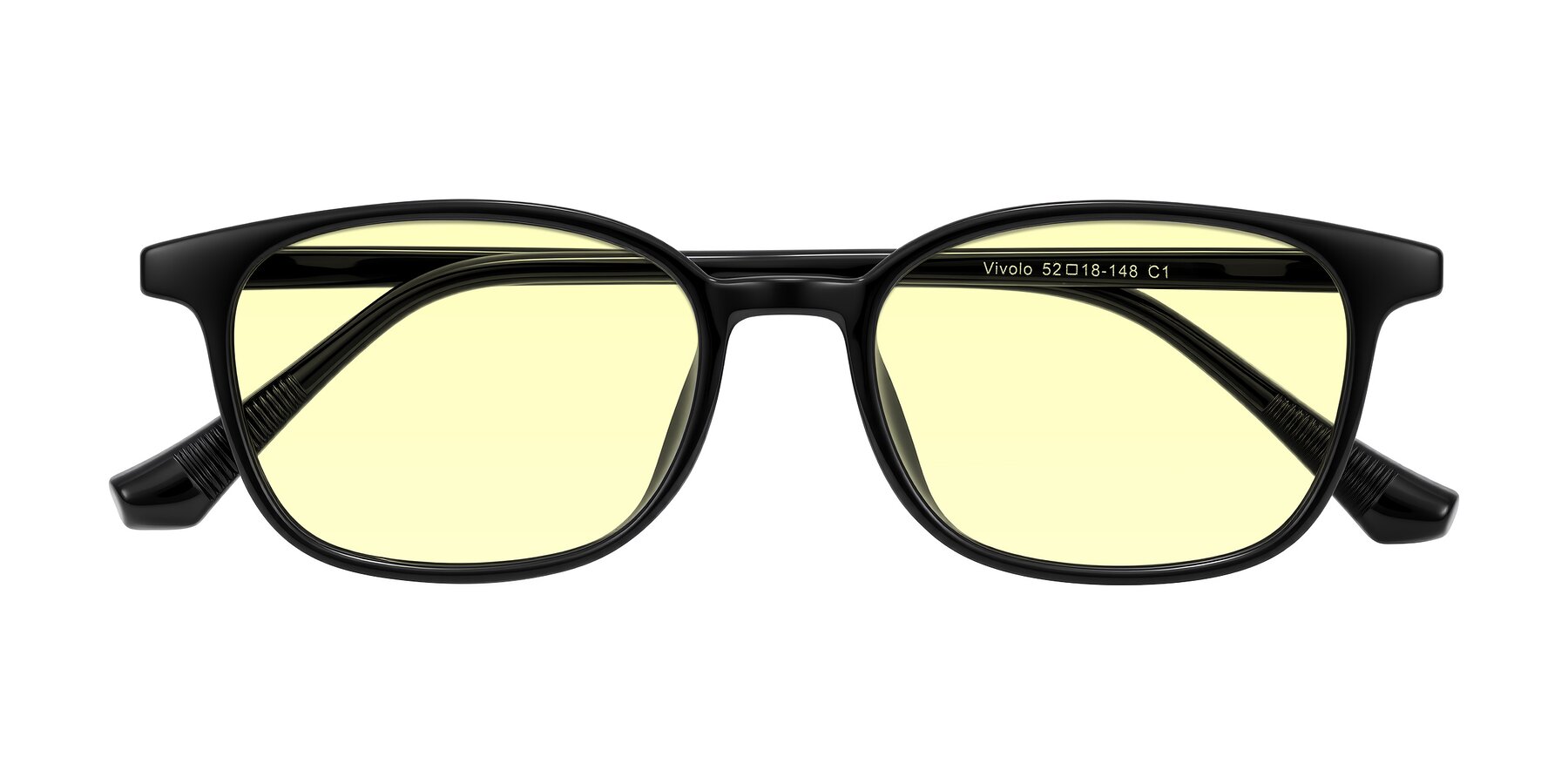 Folded Front of Vivolo in Black with Light Yellow Tinted Lenses