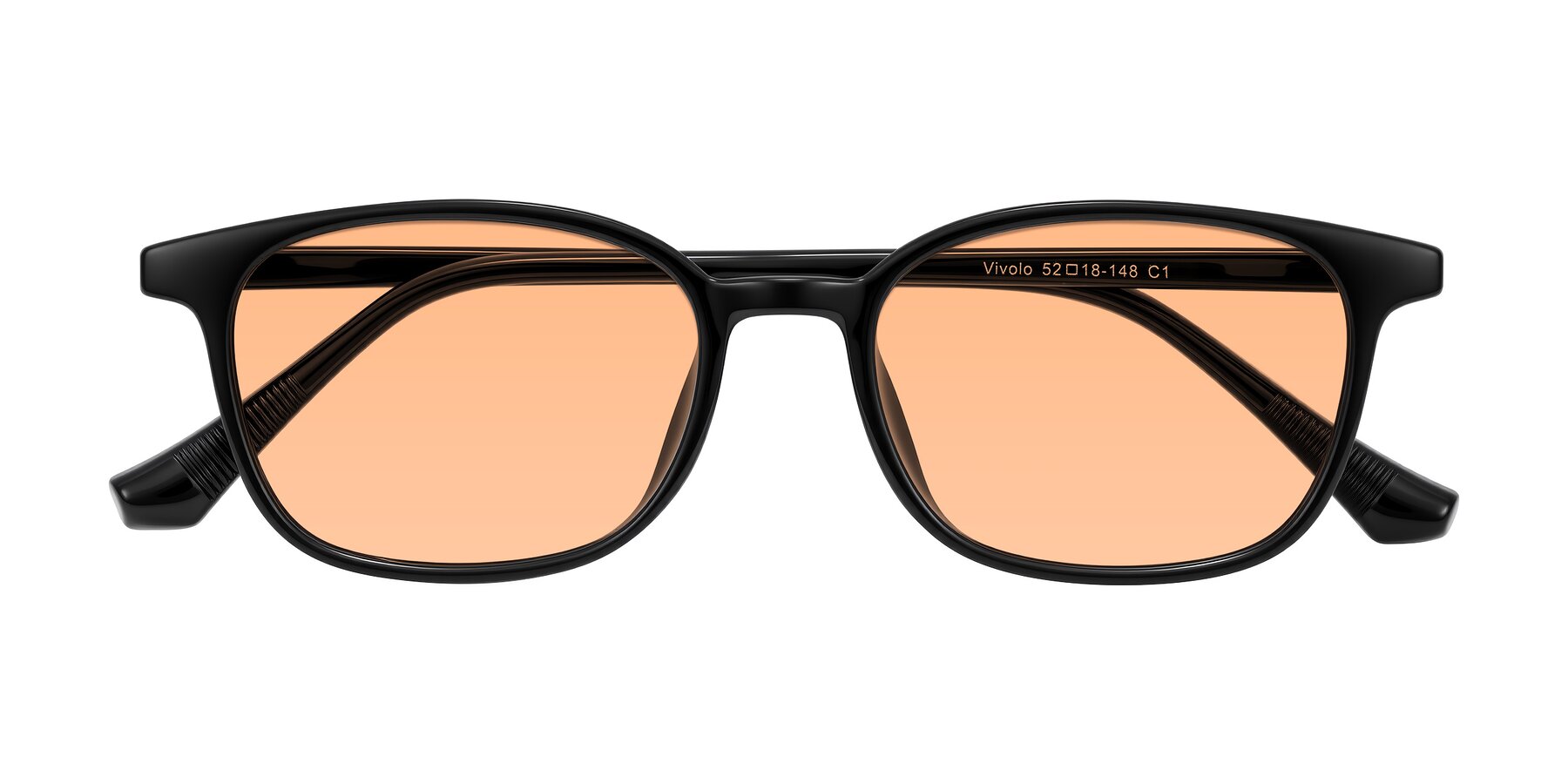 Folded Front of Vivolo in Black with Light Orange Tinted Lenses