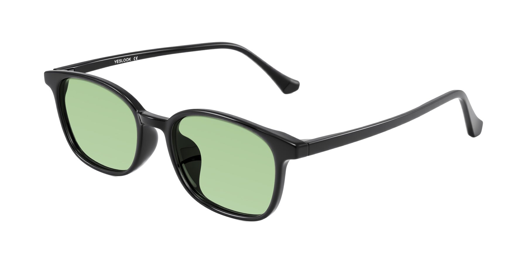 Angle of Vivolo in Black with Medium Green Tinted Lenses