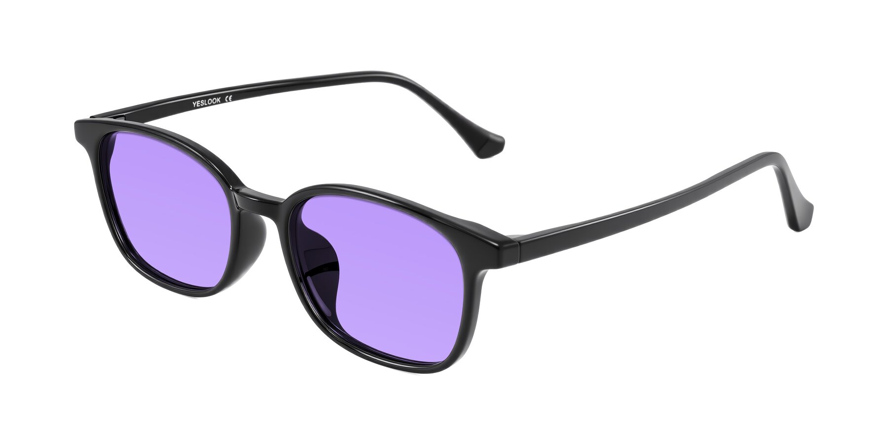 Angle of Vivolo in Black with Medium Purple Tinted Lenses