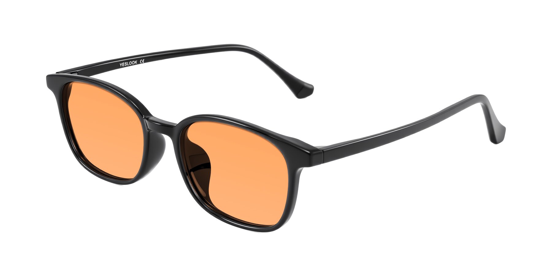 Angle of Vivolo in Black with Medium Orange Tinted Lenses