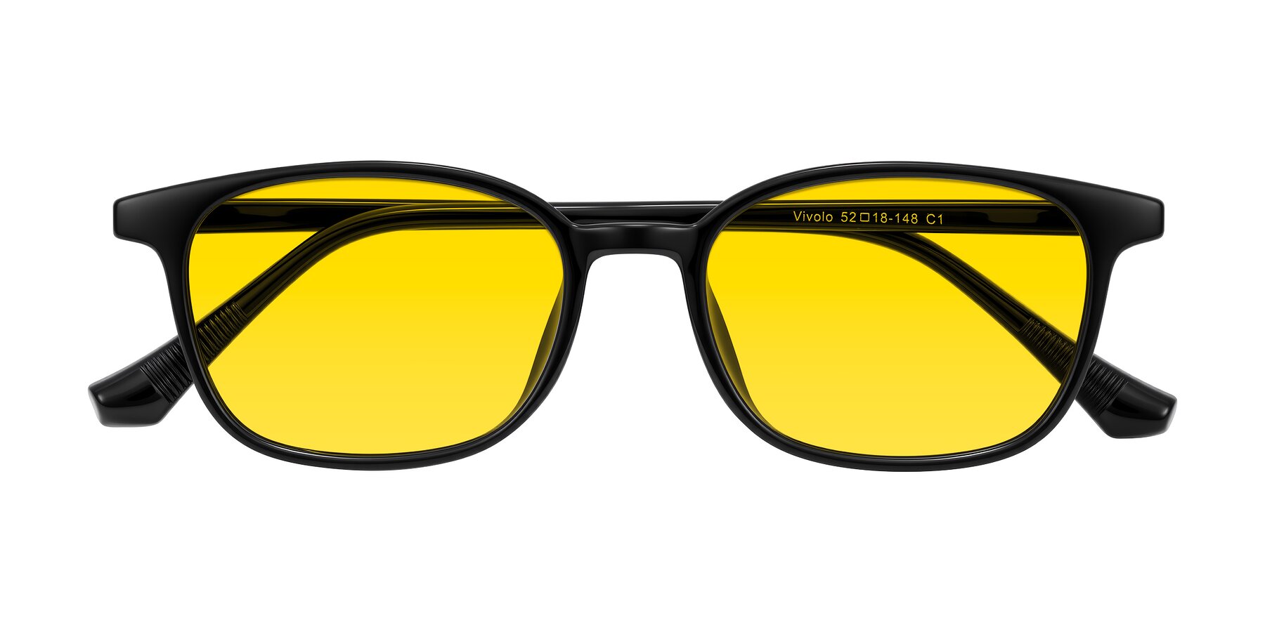 Folded Front of Vivolo in Black with Yellow Tinted Lenses
