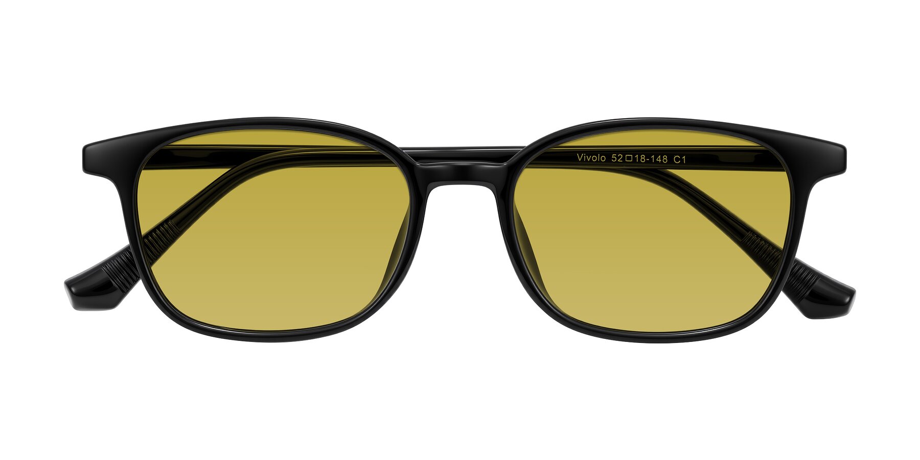 Folded Front of Vivolo in Black with Champagne Tinted Lenses