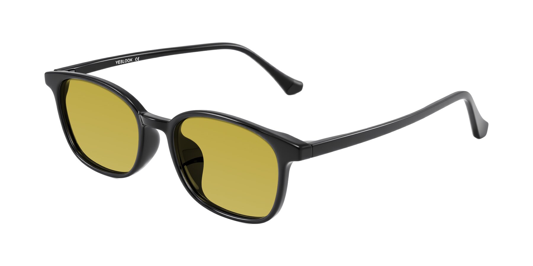 Angle of Vivolo in Black with Champagne Tinted Lenses