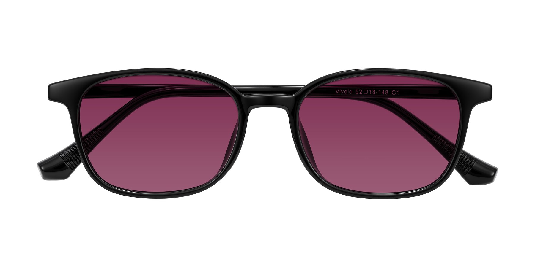 Folded Front of Vivolo in Black with Wine Tinted Lenses