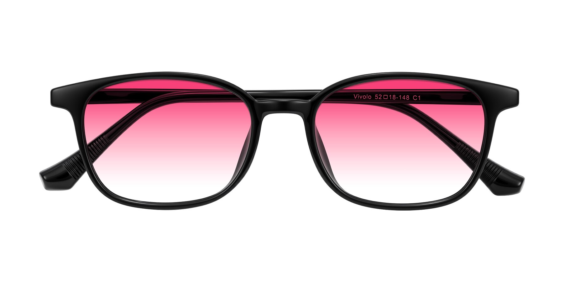 Folded Front of Vivolo in Black with Pink Gradient Lenses
