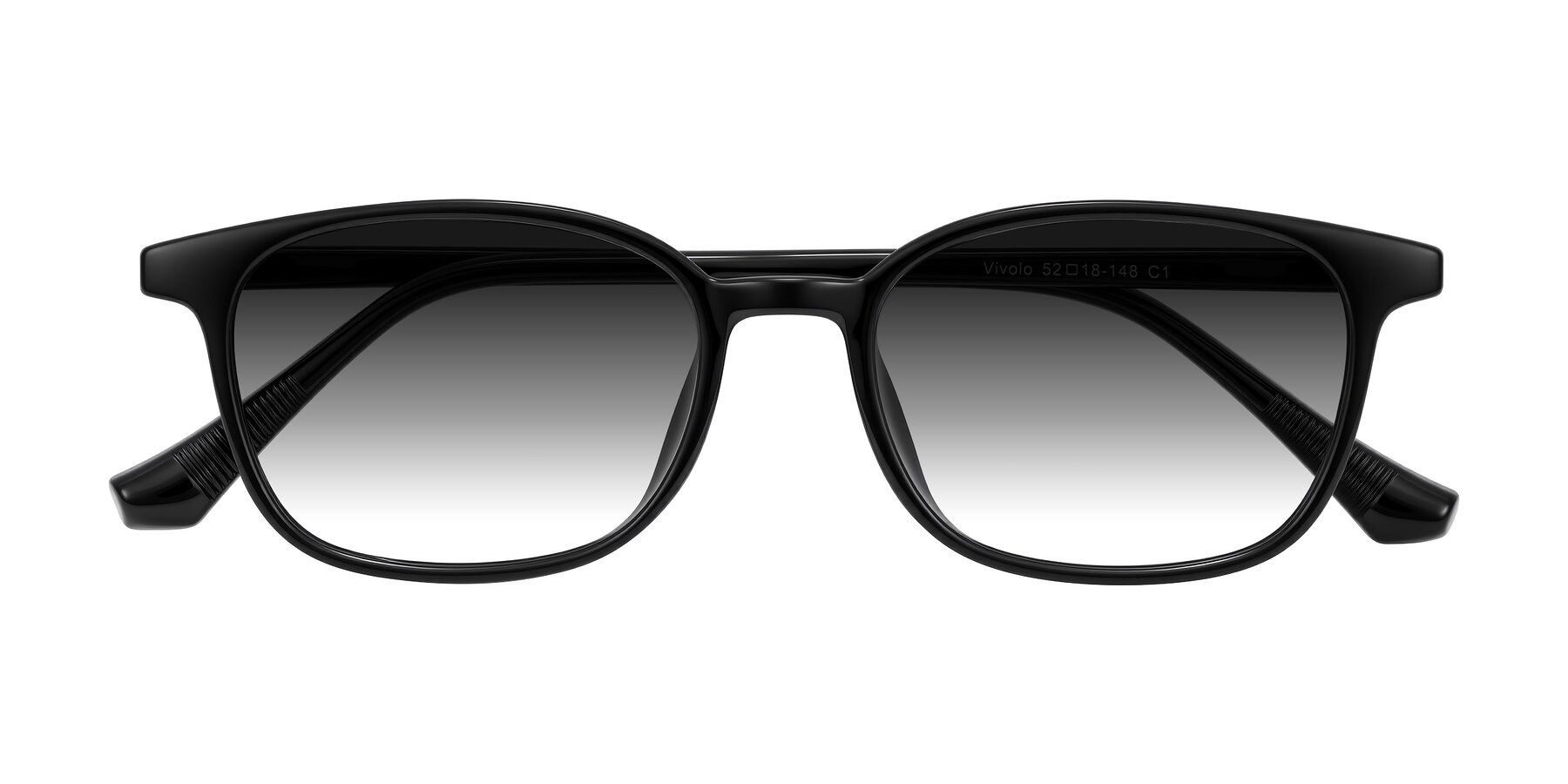 Folded Front of Vivolo in Black with Gray Gradient Lenses