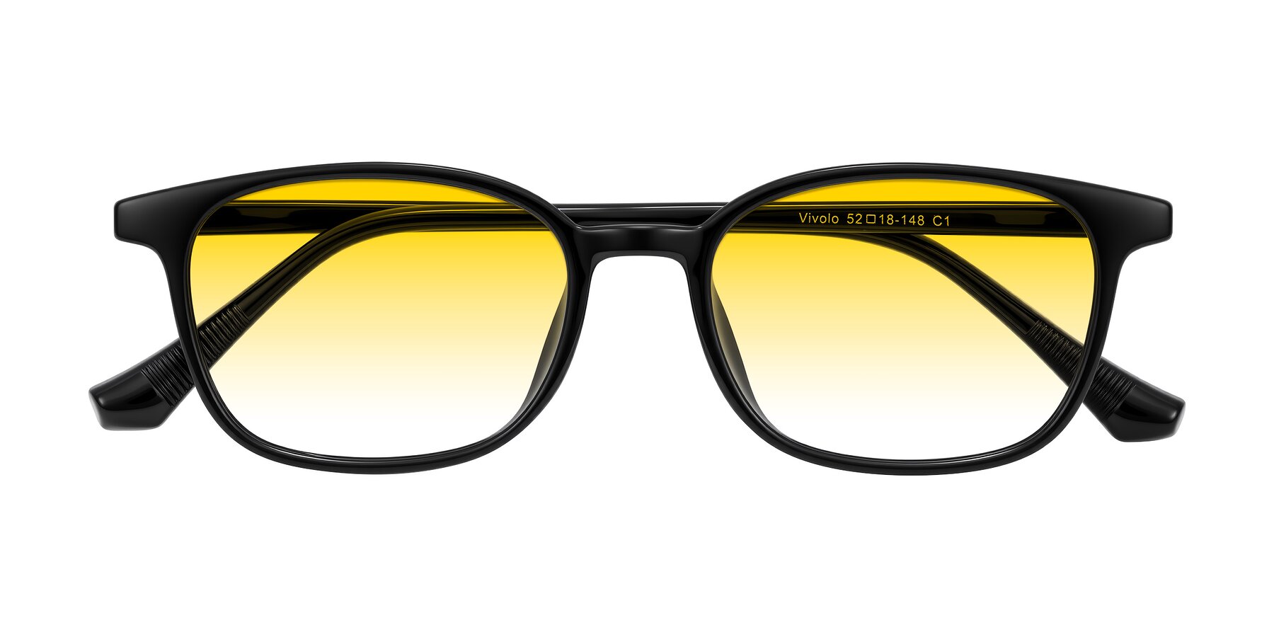 Folded Front of Vivolo in Black with Yellow Gradient Lenses
