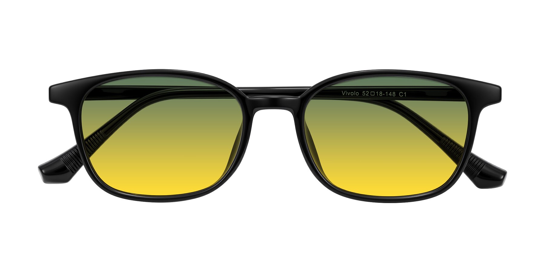Folded Front of Vivolo in Black with Green / Yellow Gradient Lenses