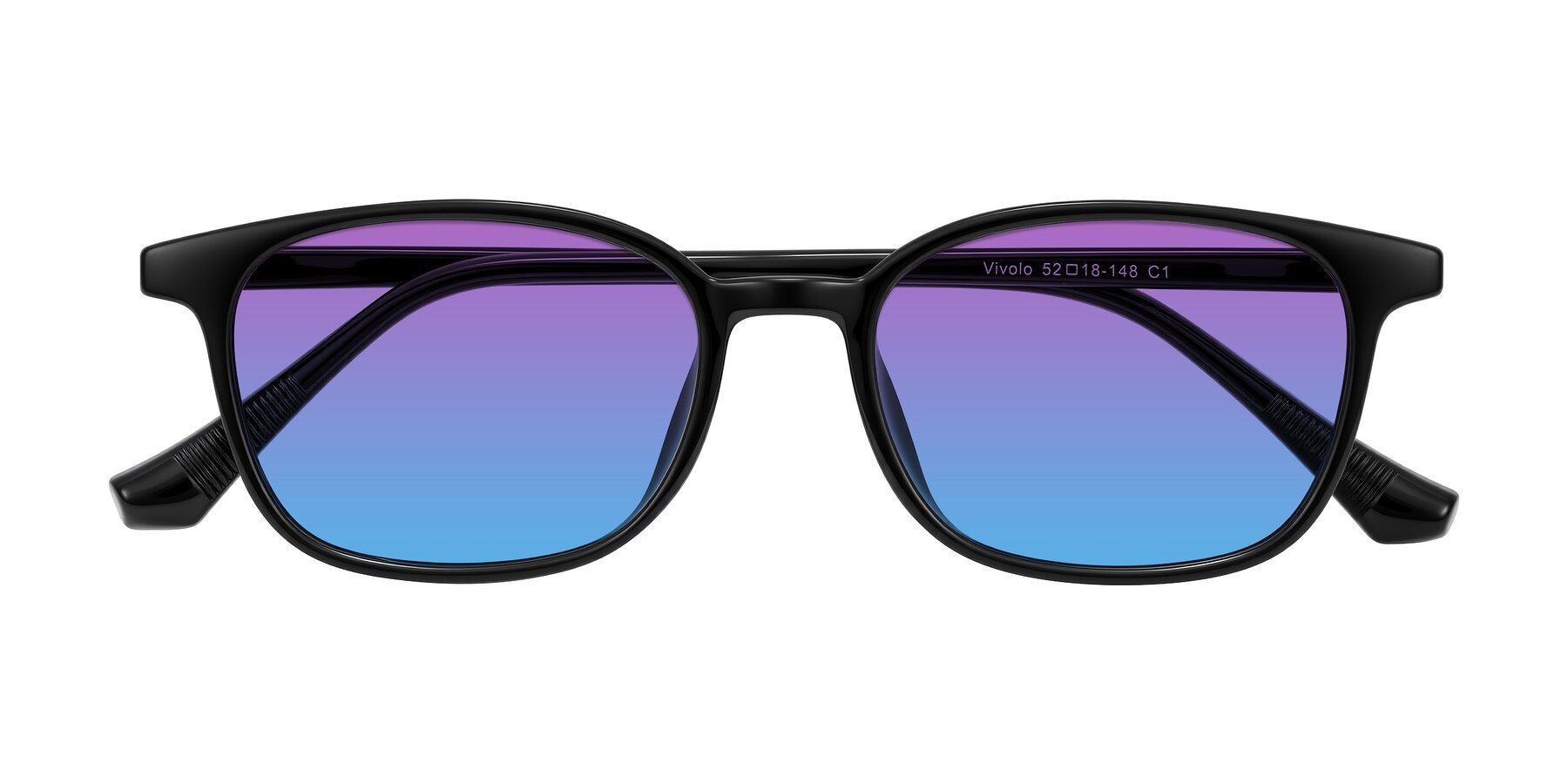 Folded Front of Vivolo in Black with Purple / Blue Gradient Lenses