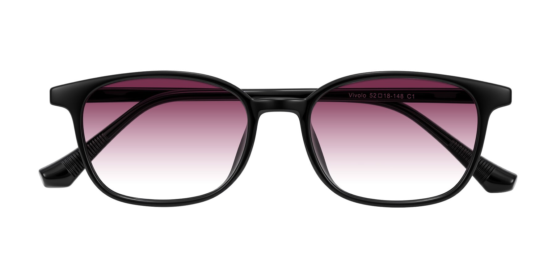 Folded Front of Vivolo in Black with Wine Gradient Lenses
