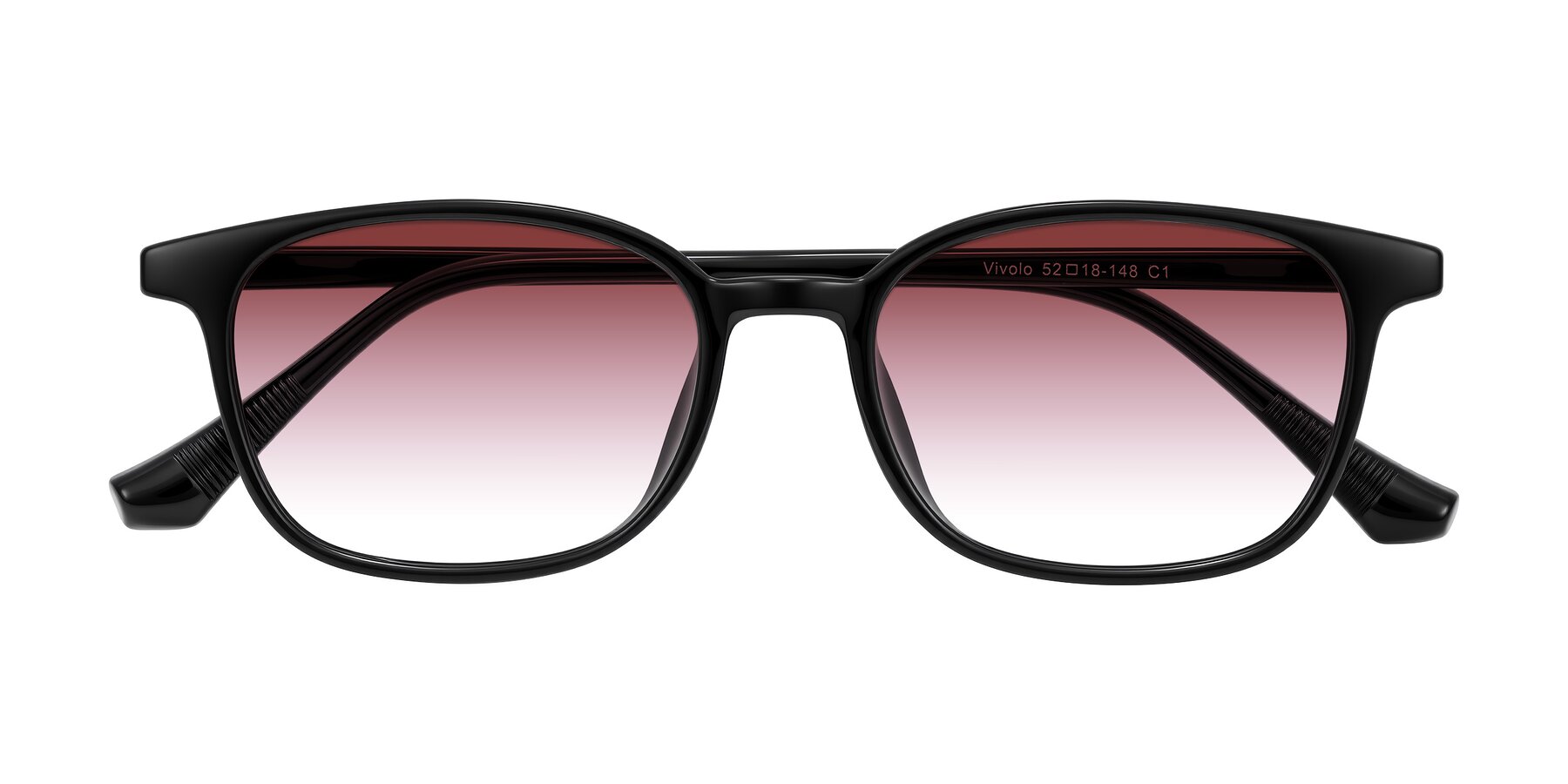 Folded Front of Vivolo in Black with Garnet Gradient Lenses