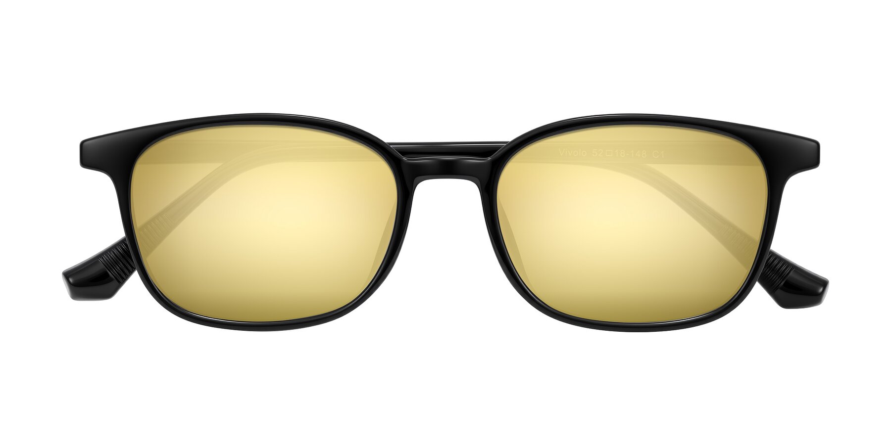 Folded Front of Vivolo in Black with Gold Mirrored Lenses