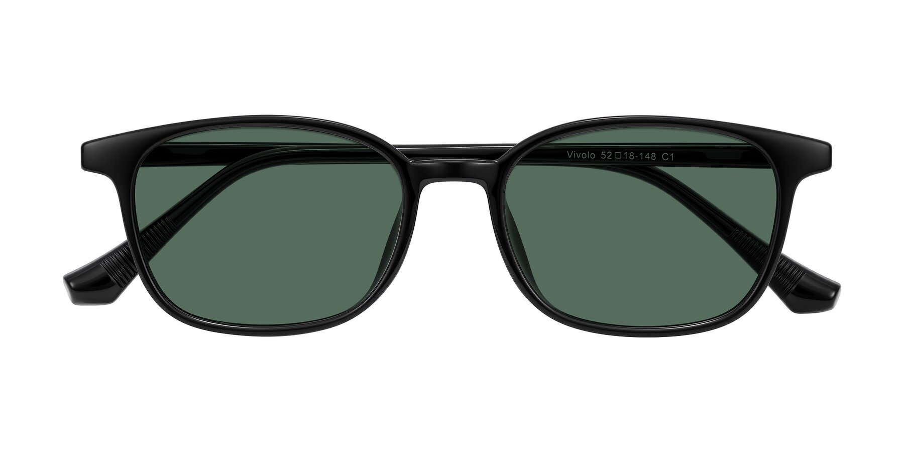 Folded Front of Vivolo in Black with Green Polarized Lenses