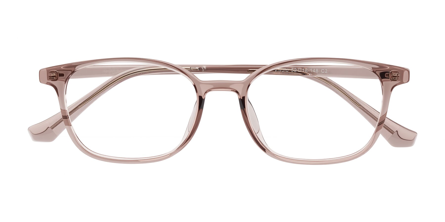 Folded Front of Vivolo in Blush Brown with Clear Eyeglass Lenses