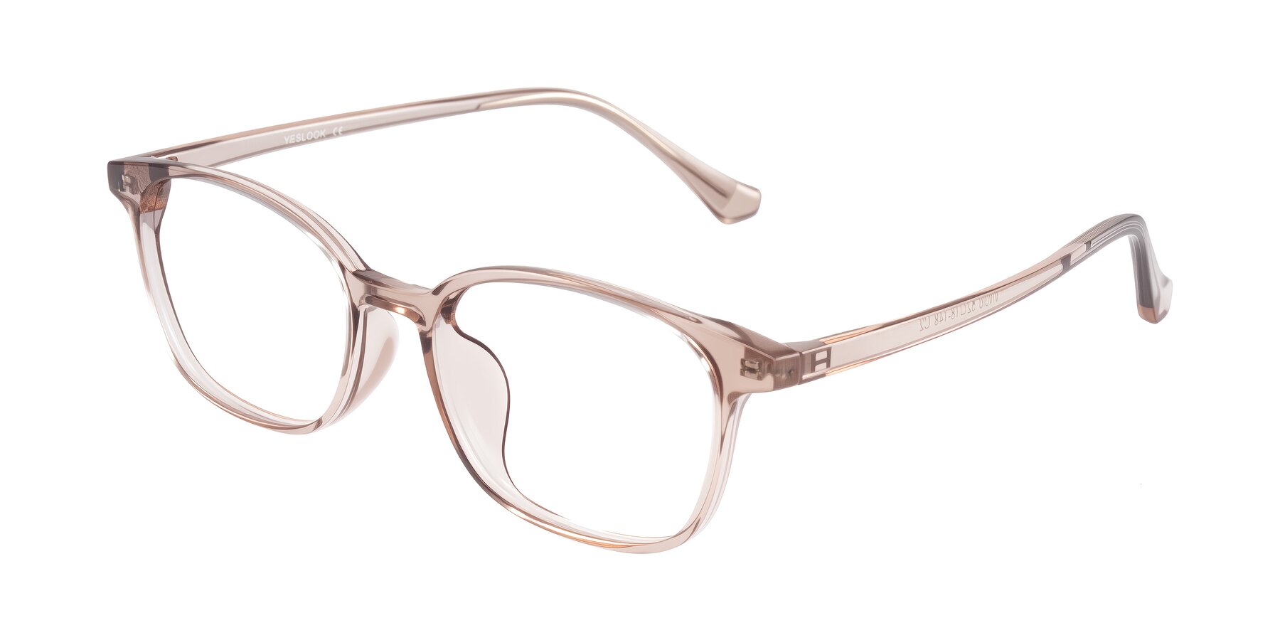 Angle of Vivolo in Blush Brown with Clear Eyeglass Lenses