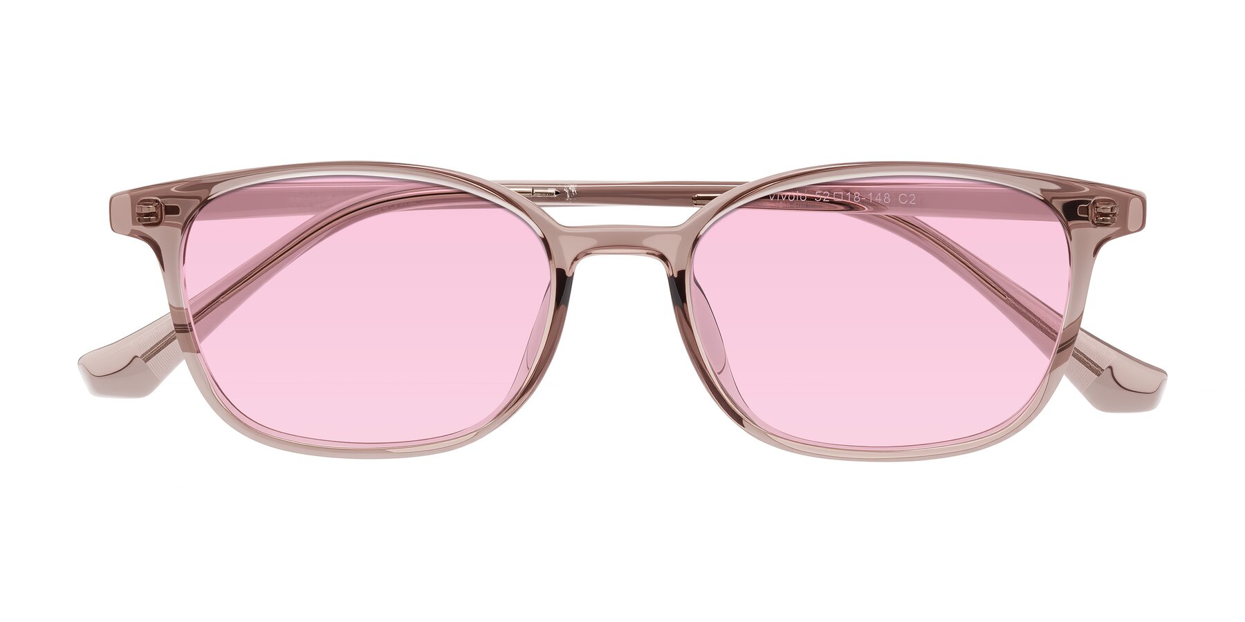 Folded Front of Vivolo in Blush Brown with Light Pink Tinted Lenses