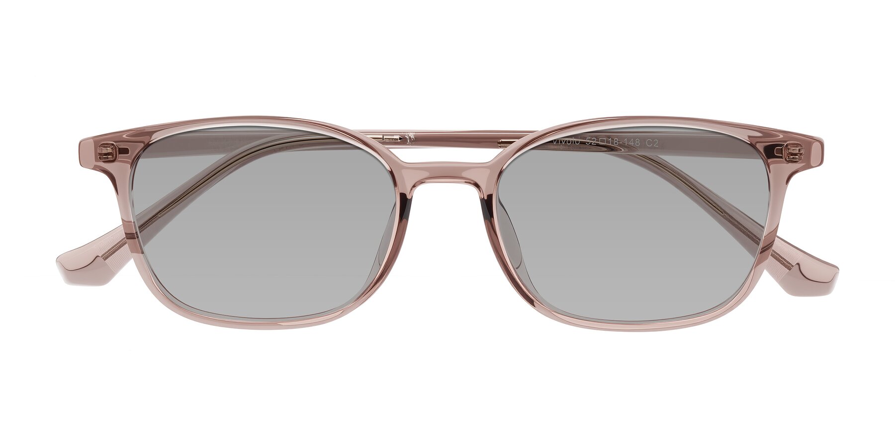 Folded Front of Vivolo in Blush Brown with Light Gray Tinted Lenses