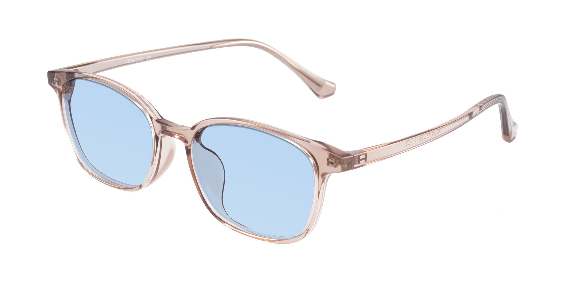 Angle of Vivolo in Blush Brown with Light Blue Tinted Lenses