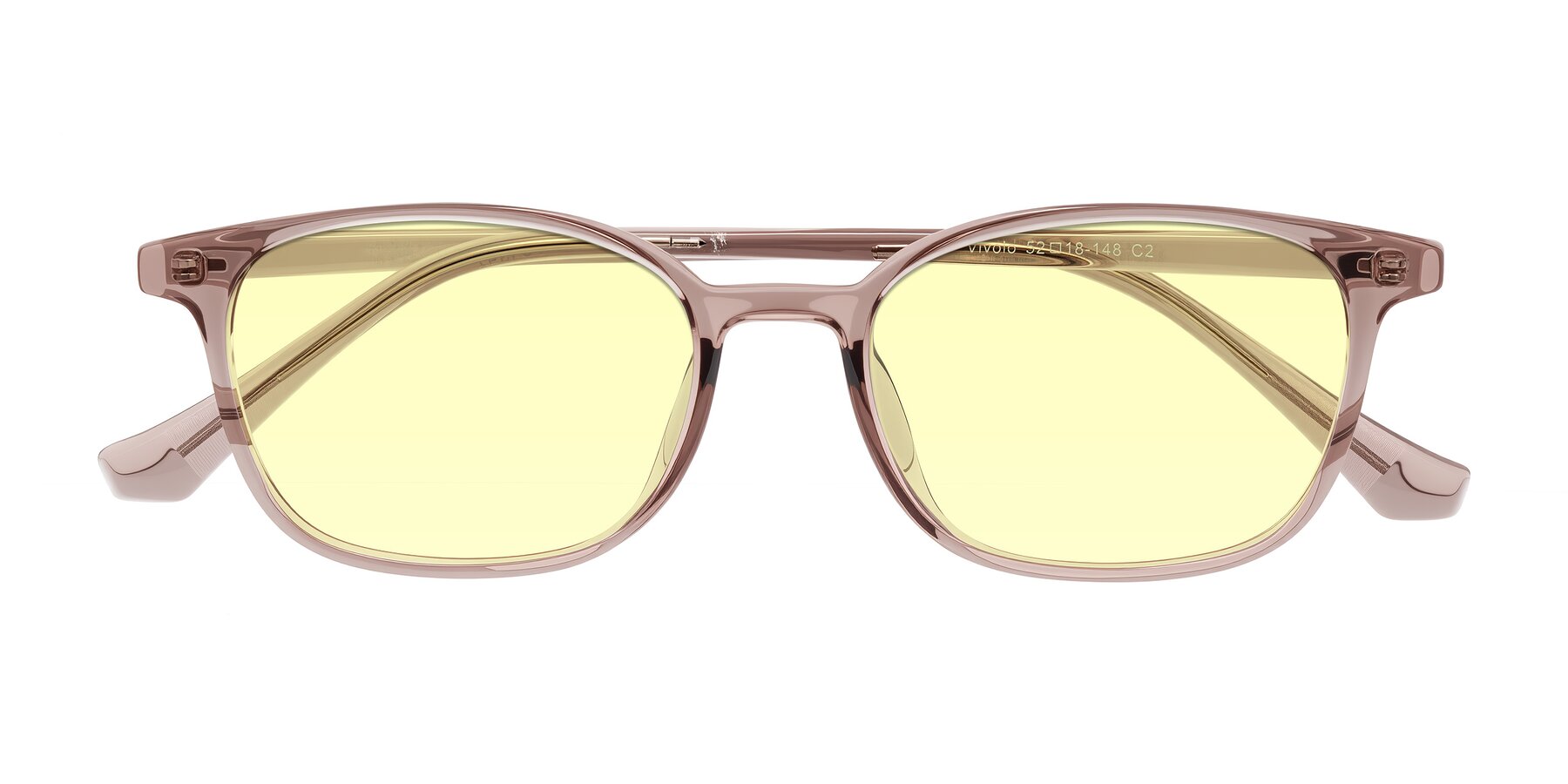 Folded Front of Vivolo in Blush Brown with Light Yellow Tinted Lenses