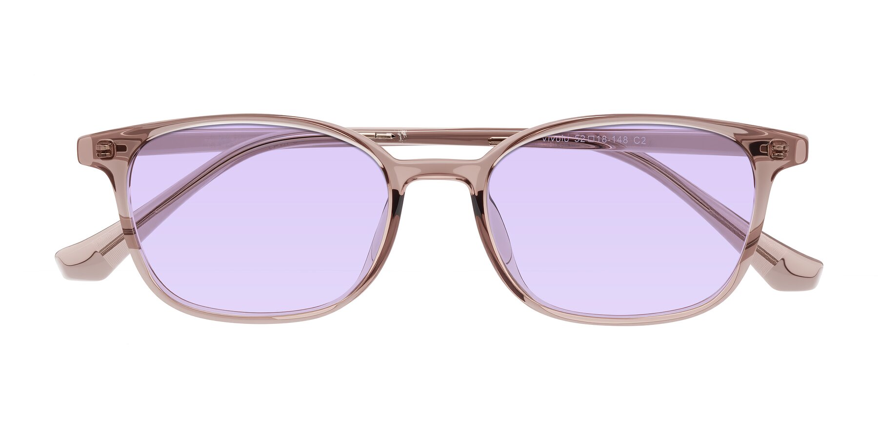 Folded Front of Vivolo in Blush Brown with Light Purple Tinted Lenses