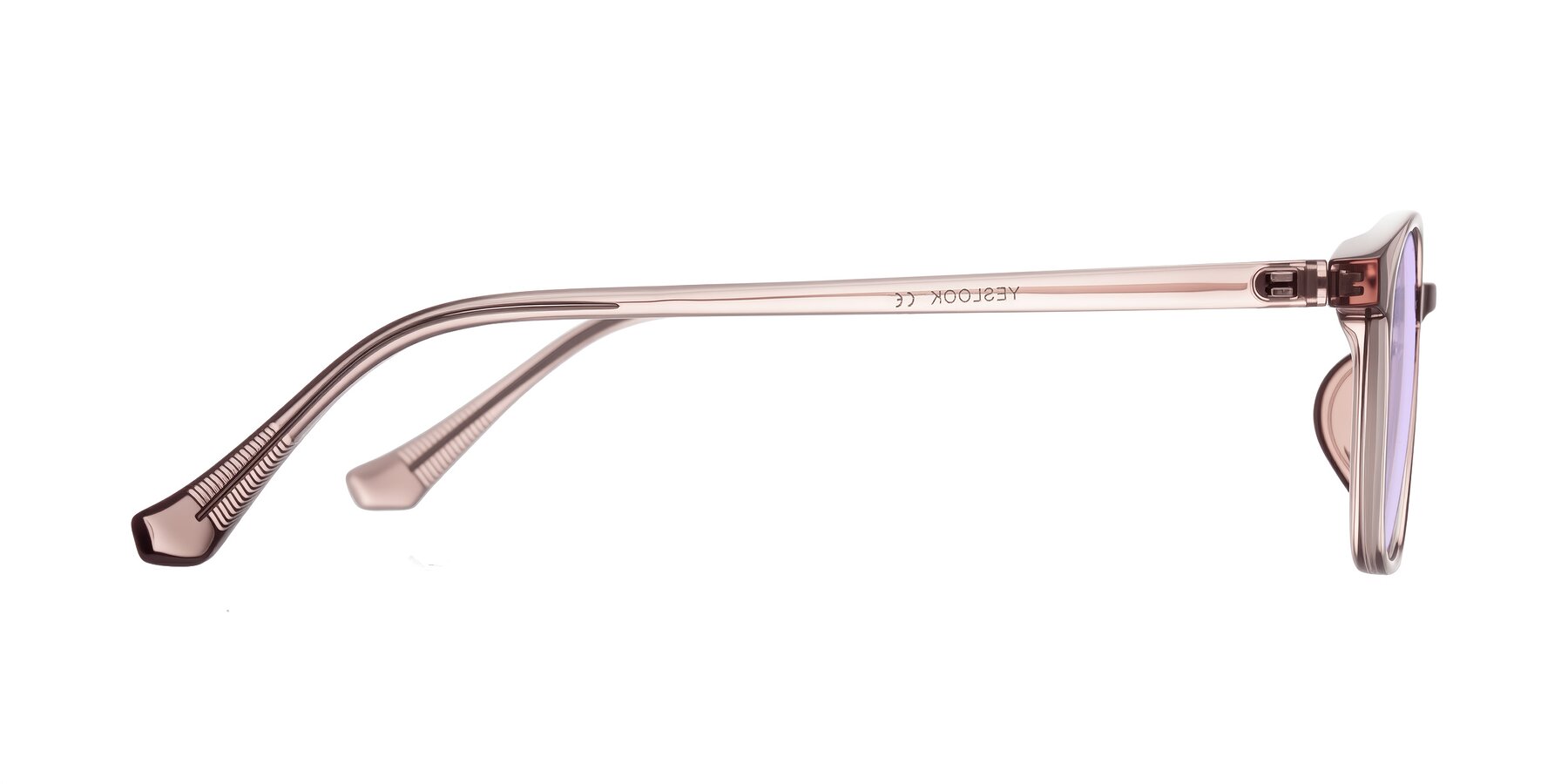 Side of Vivolo in Blush Brown with Light Purple Tinted Lenses