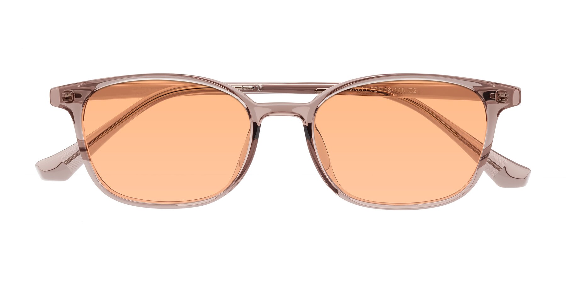 Folded Front of Vivolo in Blush Brown with Light Orange Tinted Lenses