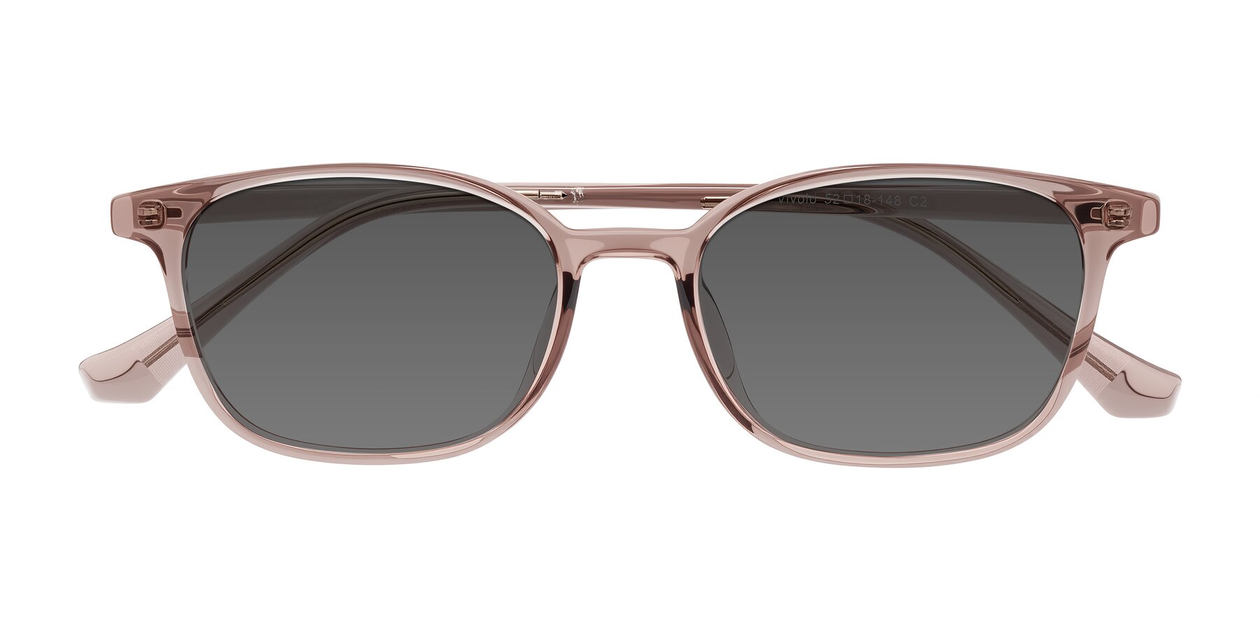 Folded Front of Vivolo in Blush Brown with Medium Gray Tinted Lenses