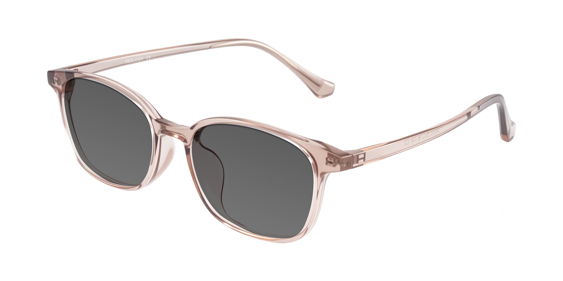 Angle of Vivolo in Blush Brown with Medium Gray Tinted Lenses