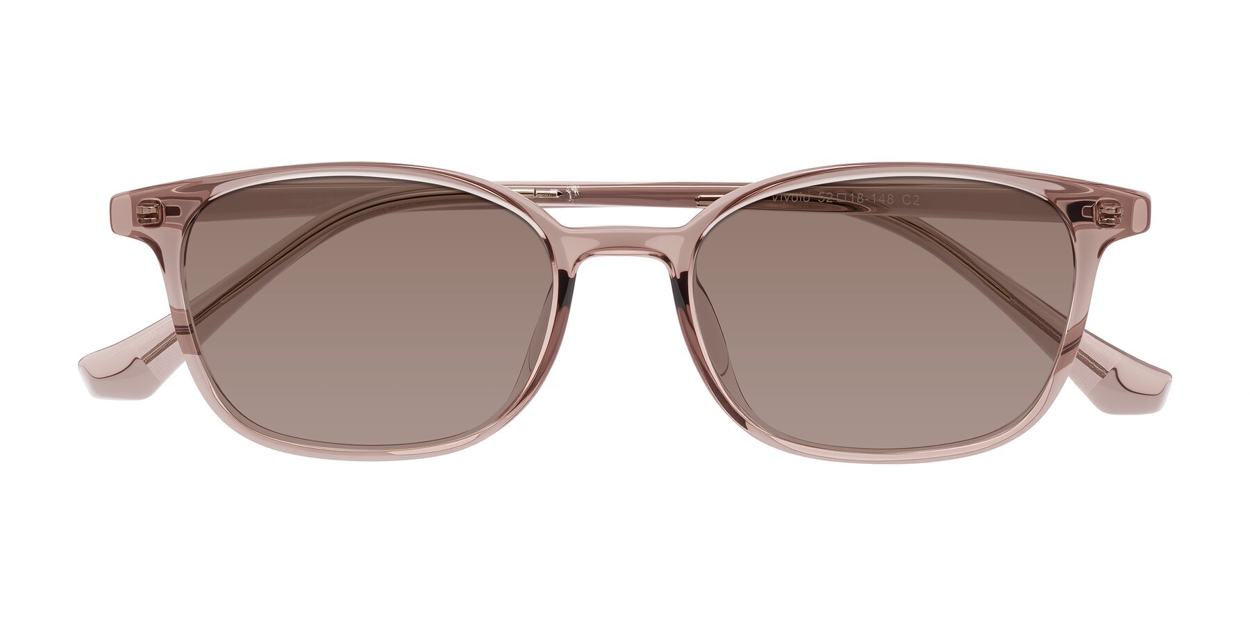 Folded Front of Vivolo in Blush Brown with Medium Brown Tinted Lenses