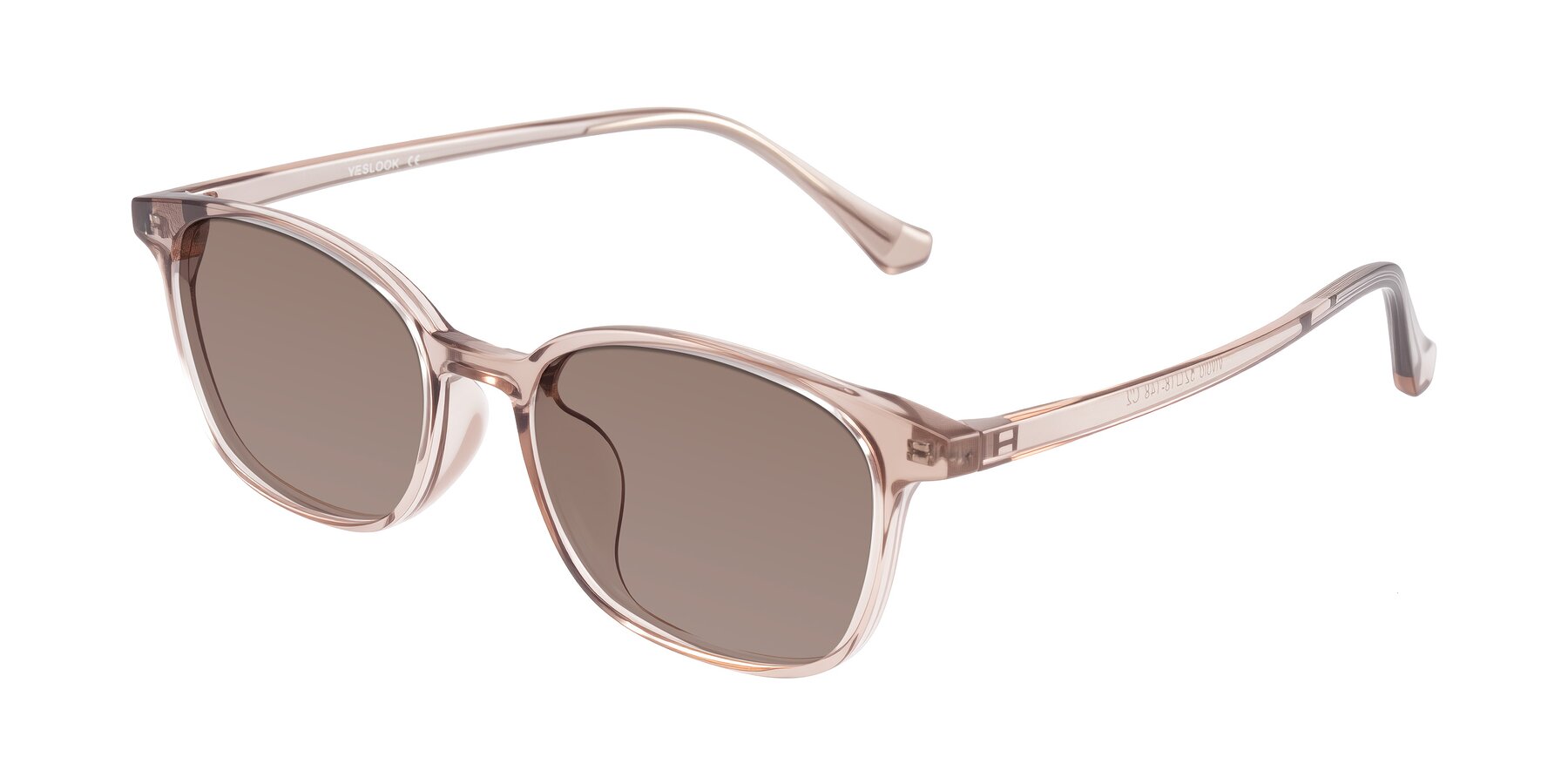Angle of Vivolo in Blush Brown with Medium Brown Tinted Lenses