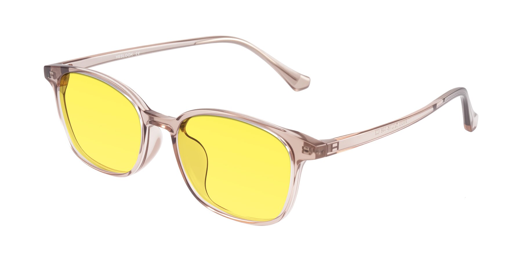 Angle of Vivolo in Blush Brown with Medium Yellow Tinted Lenses