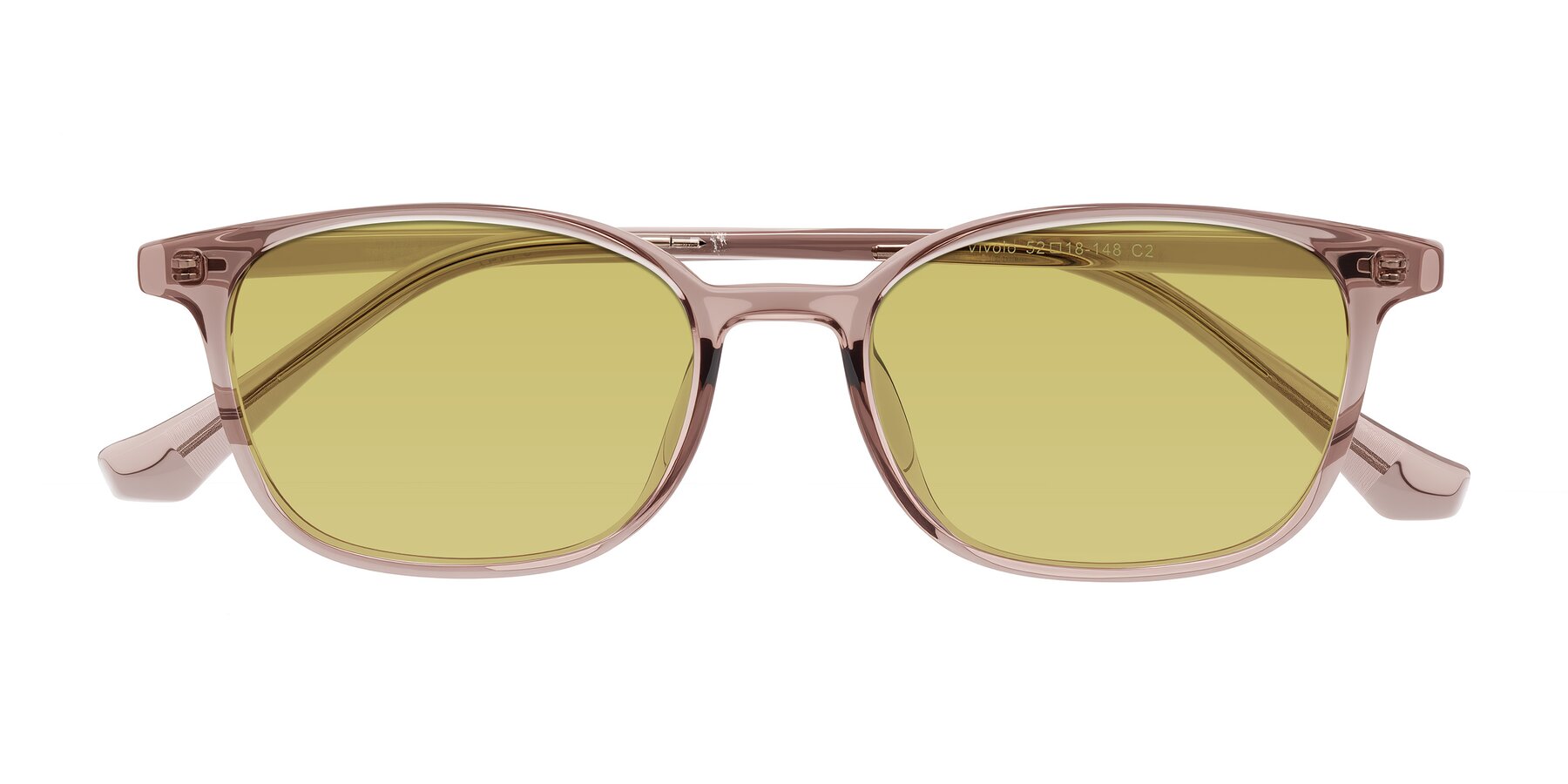 Folded Front of Vivolo in Blush Brown with Medium Champagne Tinted Lenses