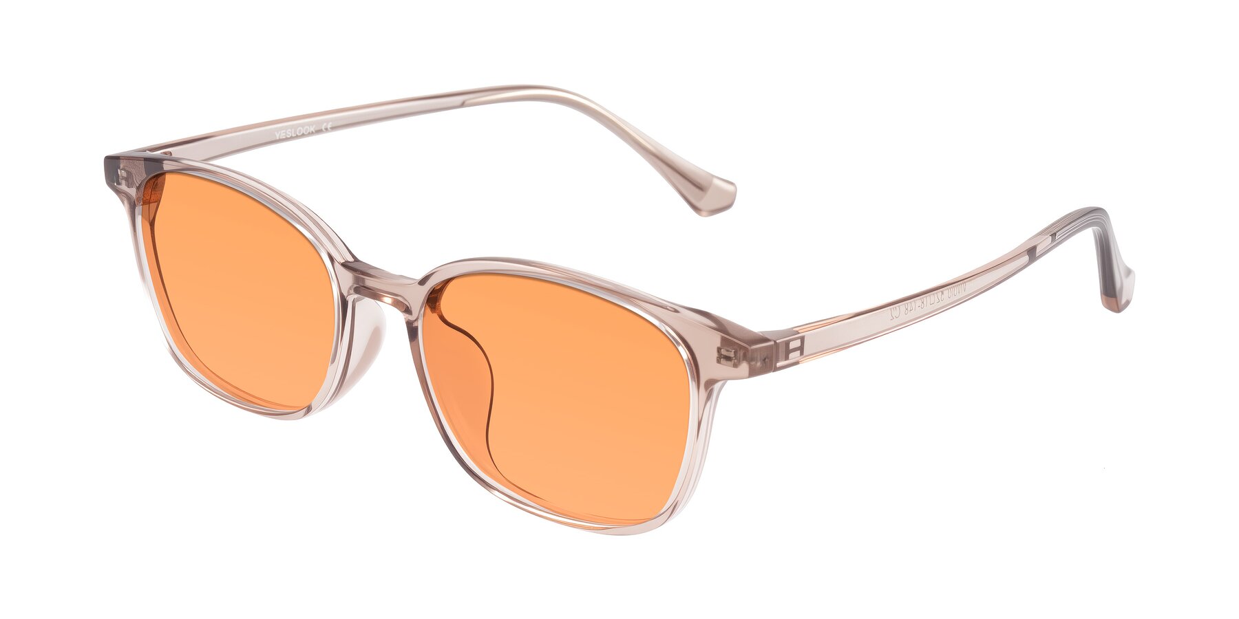 Angle of Vivolo in Blush Brown with Medium Orange Tinted Lenses
