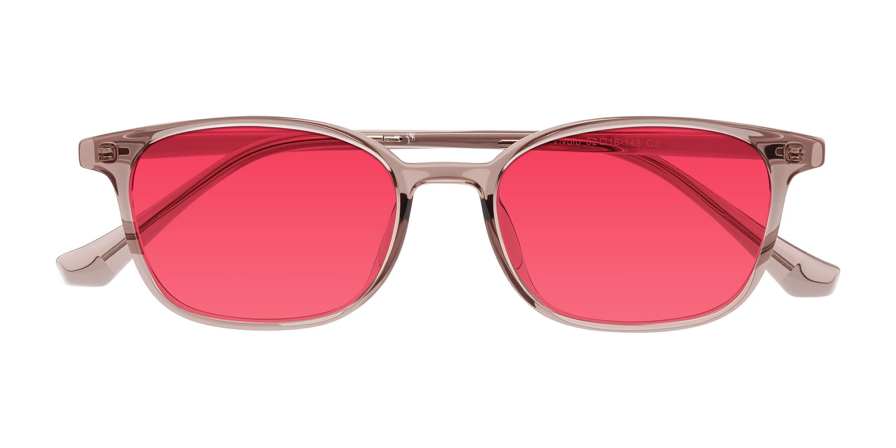 Folded Front of Vivolo in Blush Brown with Red Tinted Lenses