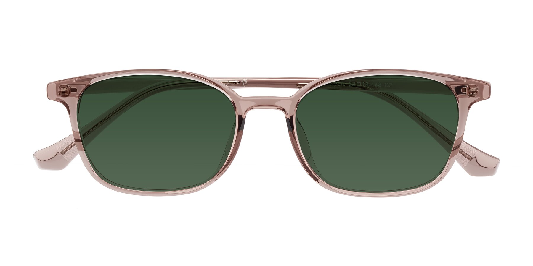 Folded Front of Vivolo in Blush Brown with Green Tinted Lenses