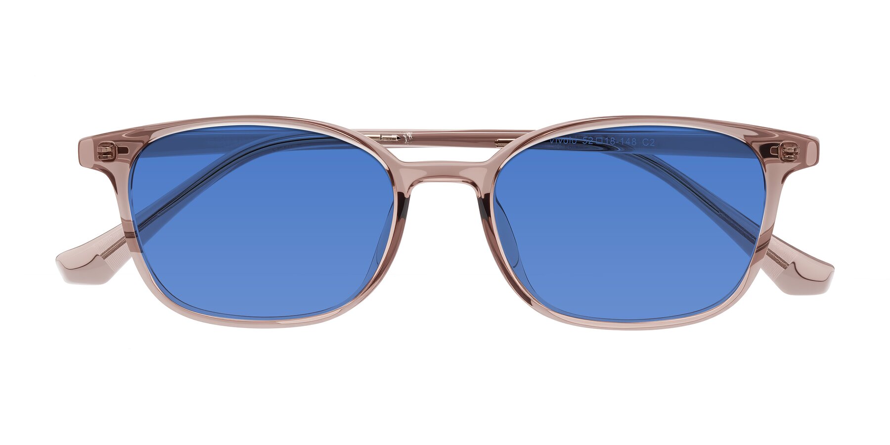 Folded Front of Vivolo in Blush Brown with Blue Tinted Lenses