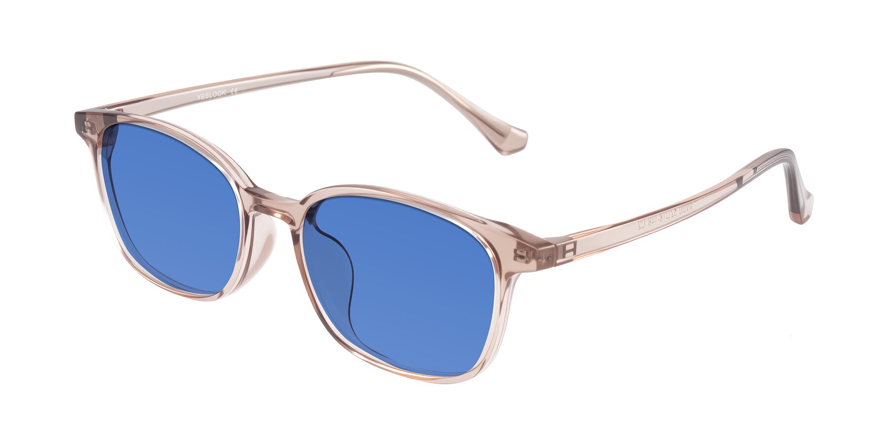 Angle of Vivolo in Blush Brown with Blue Tinted Lenses
