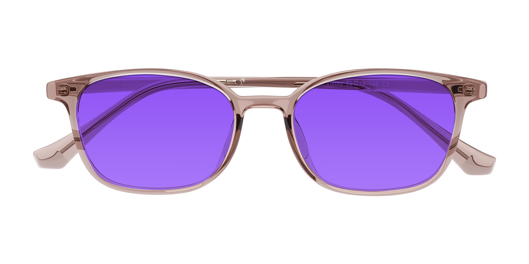 Folded Front of Vivolo in Blush Brown with Purple Tinted Lenses