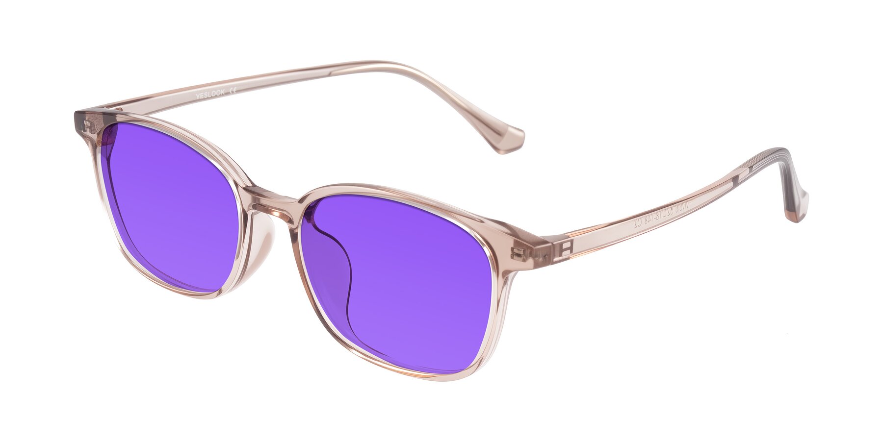 Angle of Vivolo in Blush Brown with Purple Tinted Lenses