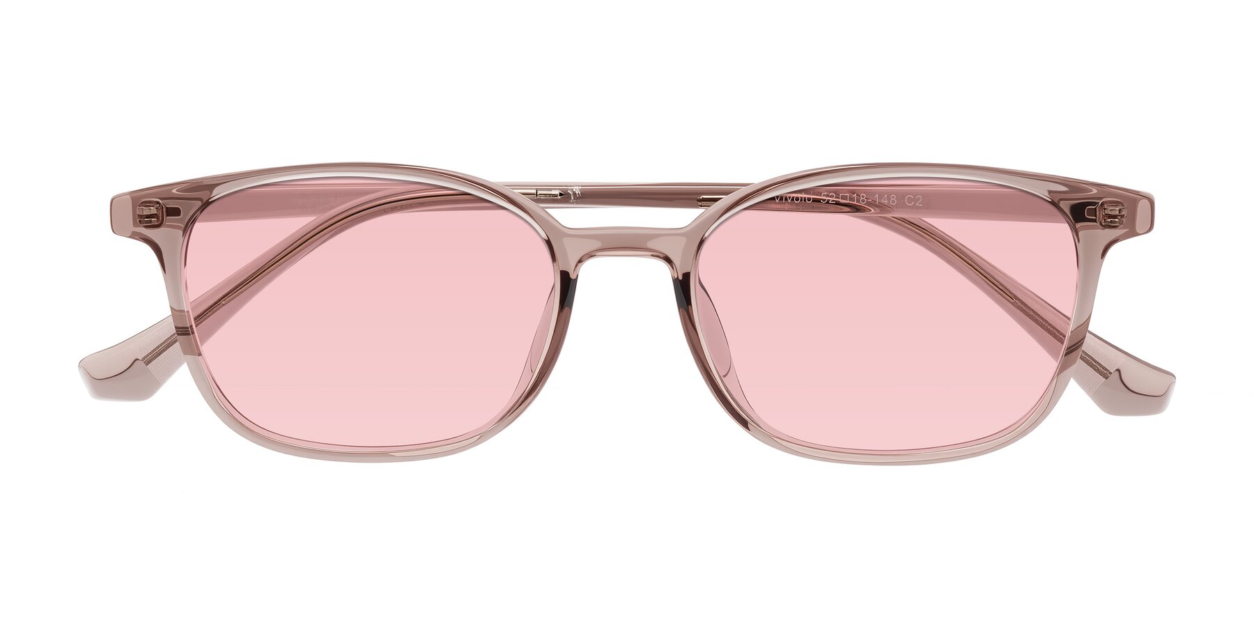 Folded Front of Vivolo in Blush Brown with Light Garnet Tinted Lenses