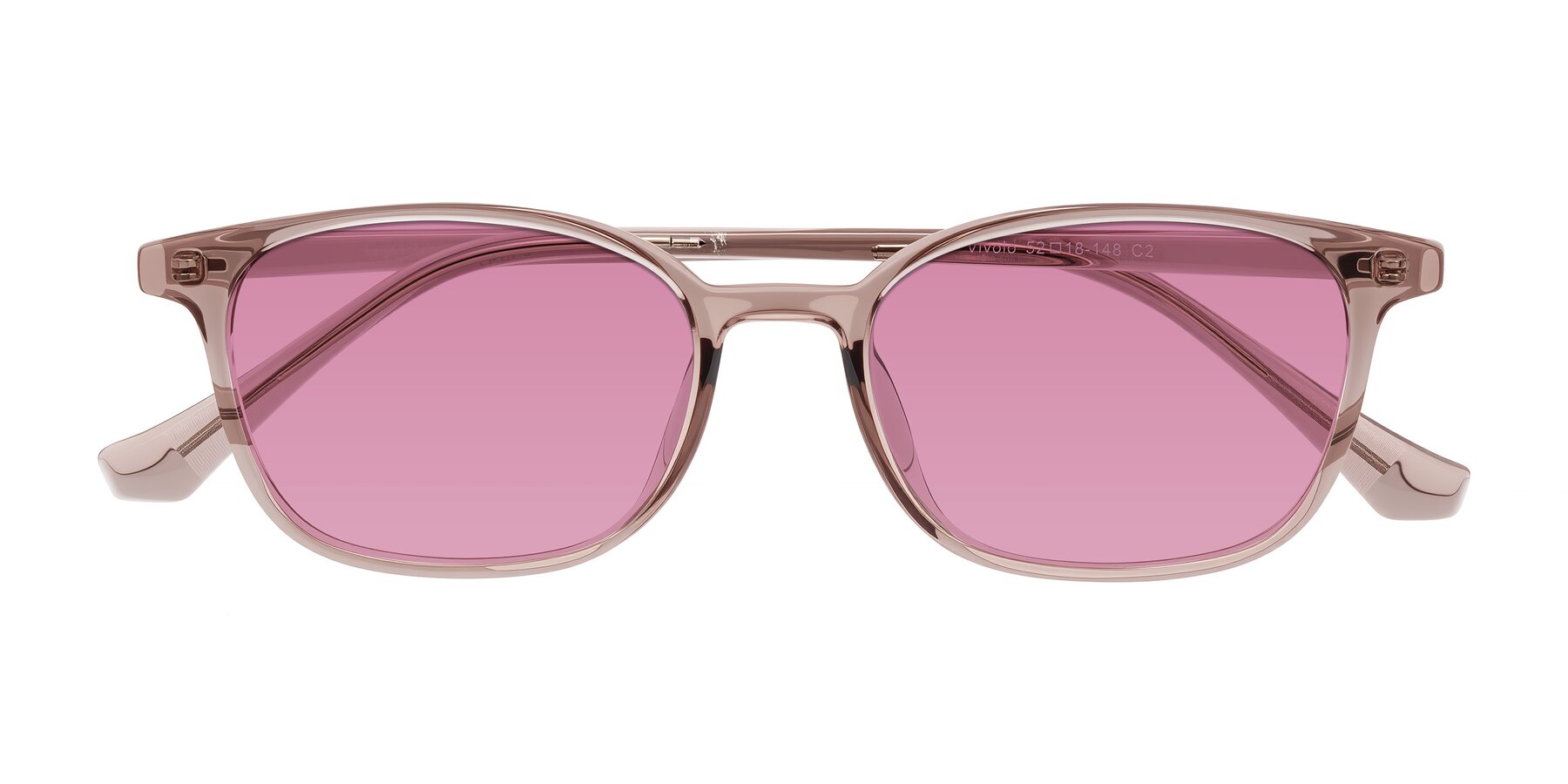 Folded Front of Vivolo in Blush Brown with Medium Wine Tinted Lenses