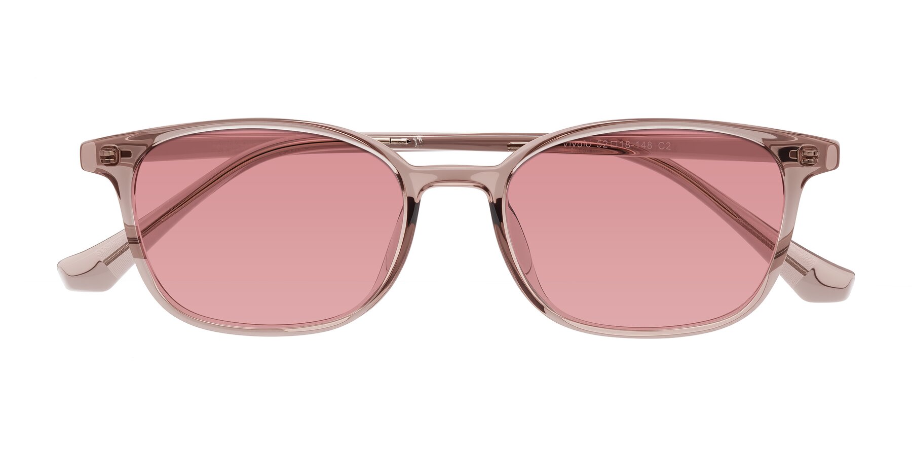 Folded Front of Vivolo in Blush Brown with Medium Garnet Tinted Lenses
