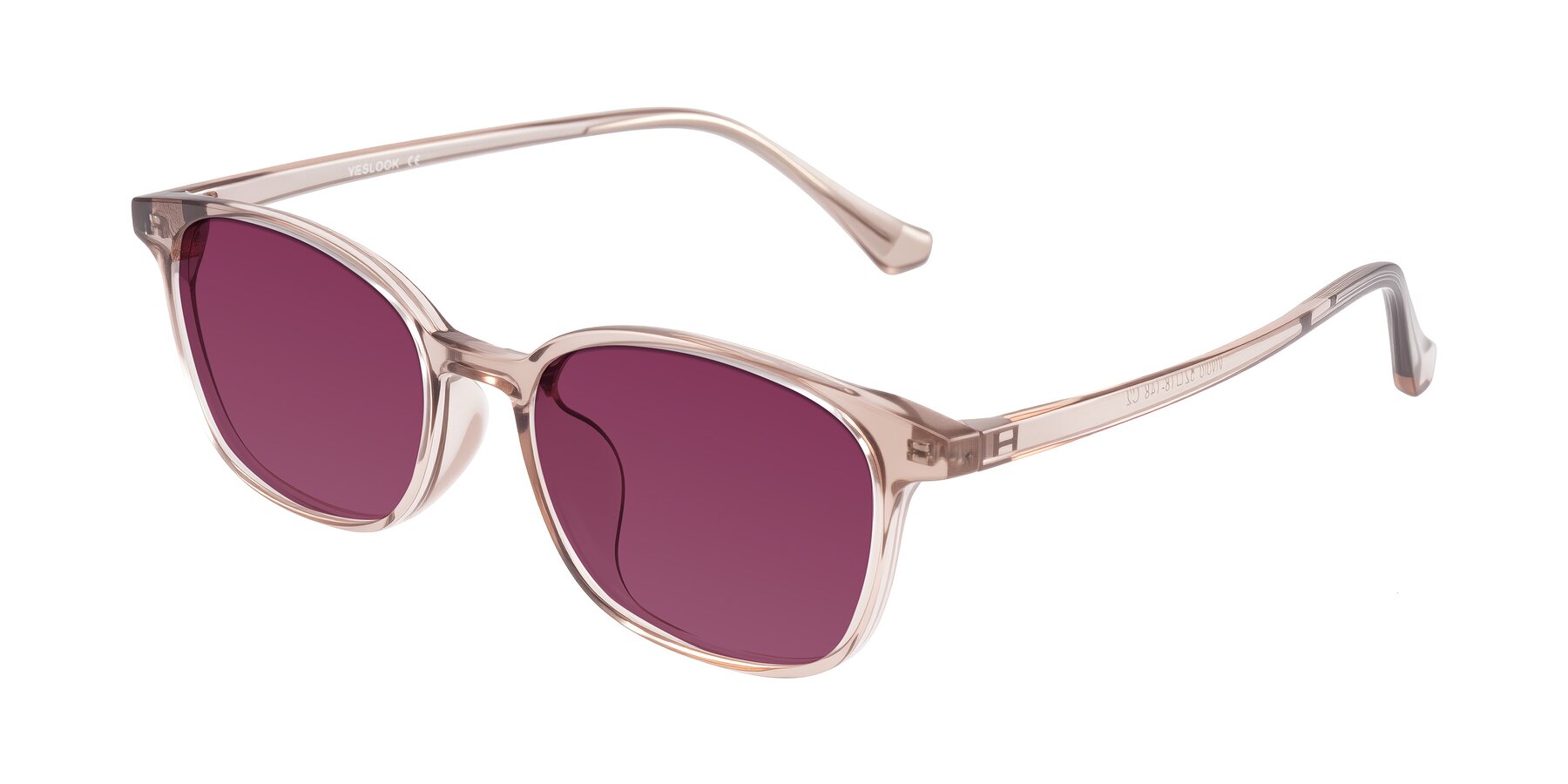 Angle of Vivolo in Blush Brown with Wine Tinted Lenses
